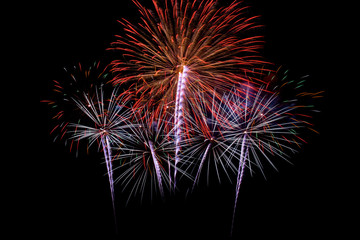 Colorful fireworks light on the sky