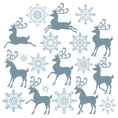 Christmas reindeer silhouette vector illustration
