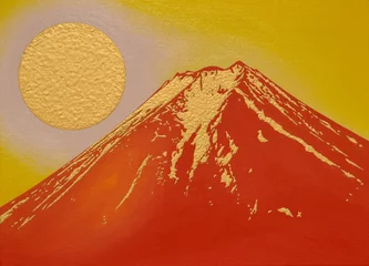 Foto op Plexiglas 金の太陽の赤富士 © gandeaux