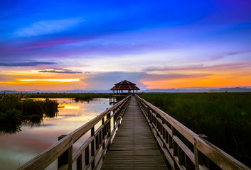 Fototapeta premium Beautiful sunset at Khao Sam Roi Yod National Park in Prachupkhirikhan, Thailand