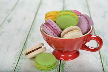 Multicolored macaroon cookies