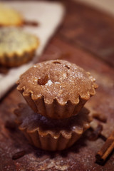 Chocolate muffins with milk