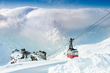 Fototapeta na wymiar Cable car on the ski resort.