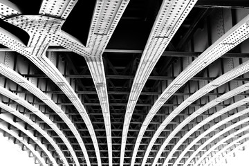 Carcass of the bridge. Technogenic abstract background
