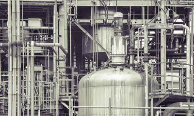 Close - up Oil refinery plant detail  in vintage tone edit