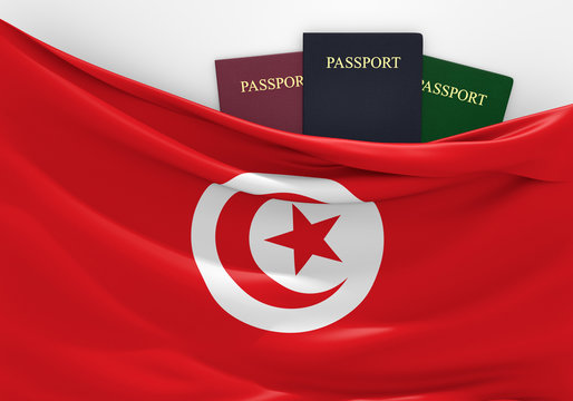 Travel and tourism in Tunisia, with assorted passports