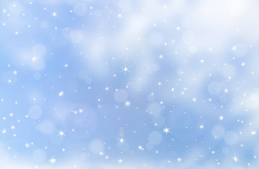 Winter christmas decorations and white bokeh background