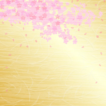 金色和紙と桜