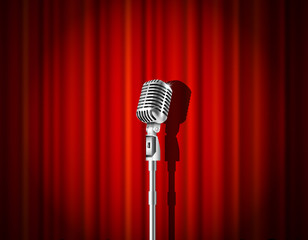 Microphone and red curtain 
