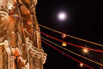 Obraz premium Parroquia Church Night Moon San Miguel de Allende