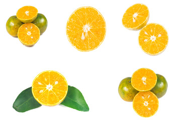 Orange juice and slices of orange isolated on white
