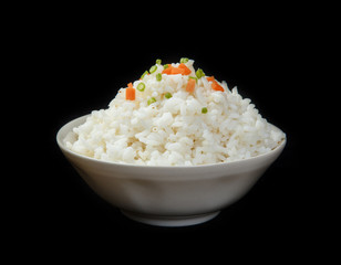 Jasmine rice isolated on a black background