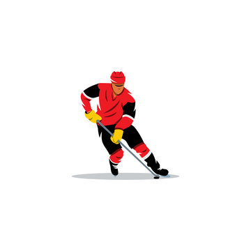 Hockey man. Vector Illustration.