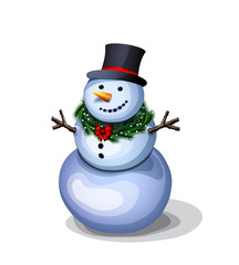 cheerful snowman. pleasant winter decoration

