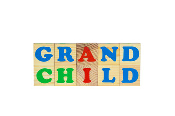 Wood cube with inscription GRANDCHILD 