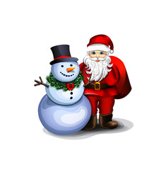 Santa Claus and snowman, pleasant festive fellows
