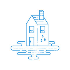 Pipe break, poor plumbing, flooding. Insurance service concept.