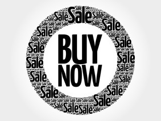 BUY NOW words cloud, business concept background