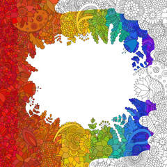 Rainbow flower doodle pattern