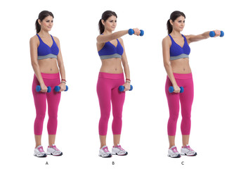 Alternating front dumbbell raise
