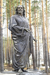 Fototapeta premium Sculpture of Jesus Christ on the square Sredneuralskaya convent.
