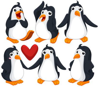Cute penguins in different poses