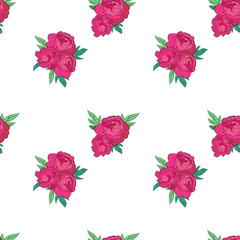 Seamless pattern with pink peonies