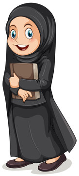 Muslim girl in black costume