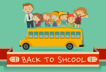 Back to school theme with teachers and kids