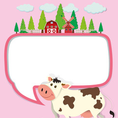 Fototapeta premium Border design with cow and farm
