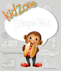 Paper template with monkey and toys