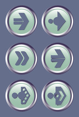 set of stylized vector buttons with different arrows