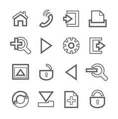Internet and toolbar, icons, monochrome, linear. 