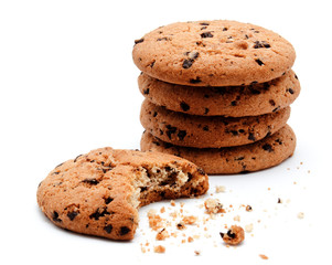 Chocolate chip cookies isolated