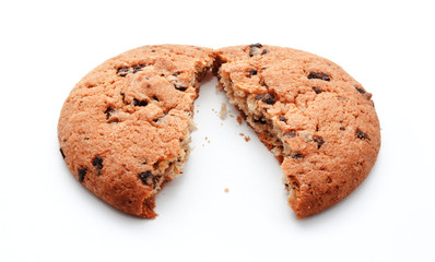 Chocolate chip bite cookies isolated