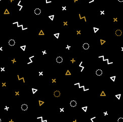 Pattern with gold and white triangles. Background can be used for fabric, poster, invitation. Modern simple style