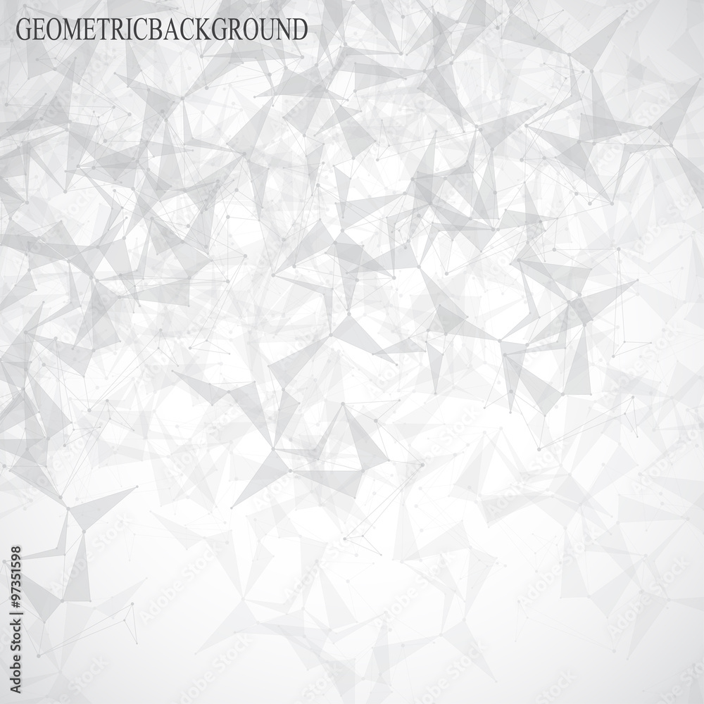 Aufkleber Grey graphic background molecule and communication. Connected lines with dots. Vector illustration