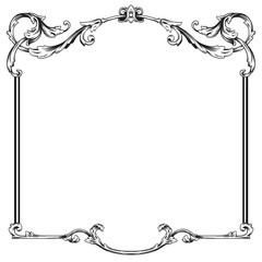 Premium Gold vintage baroque frame scroll ornament engraving border floral retro pattern antique style acanthus foliage swirl decorative design element filigree calligraphy 