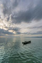 Obraz premium Fishing boat at sunrise Thailand