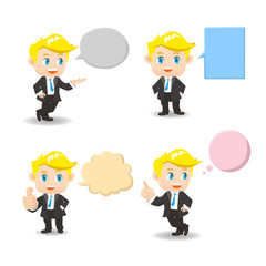 Business man with speech bubbles