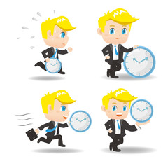cartoon Business man with time