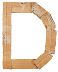 Alphabet of cardboard isolated on white background. Letter B