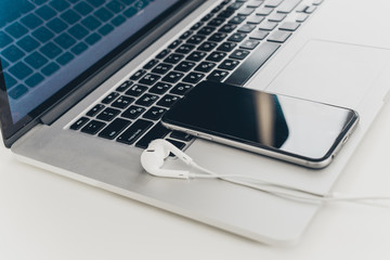 Laptop, mobile phone