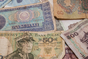 Fototapeta na wymiar Background of old european paper money