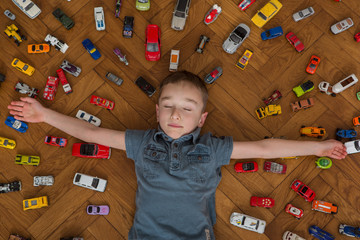 Boy and toy car
