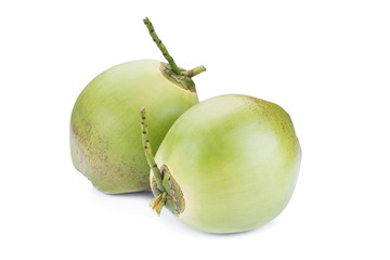 Green coconut Fruit on white background.
