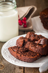 Chocolate-banana Loaf cake on paper