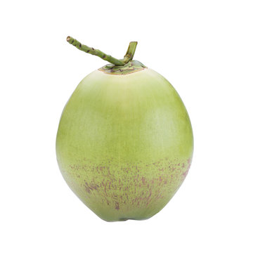 Green coconut Fruit on white background.