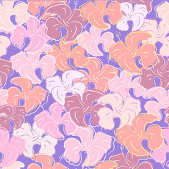 Seamless pattern of hibiscus flowers. Floral color art