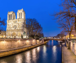 Paris Notre Dame at dusk